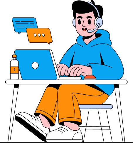 Vector image of a kid sitting on chair using laptop
